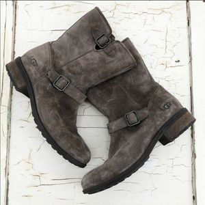 Ugg Australia Espresso Suede Moto Boots.